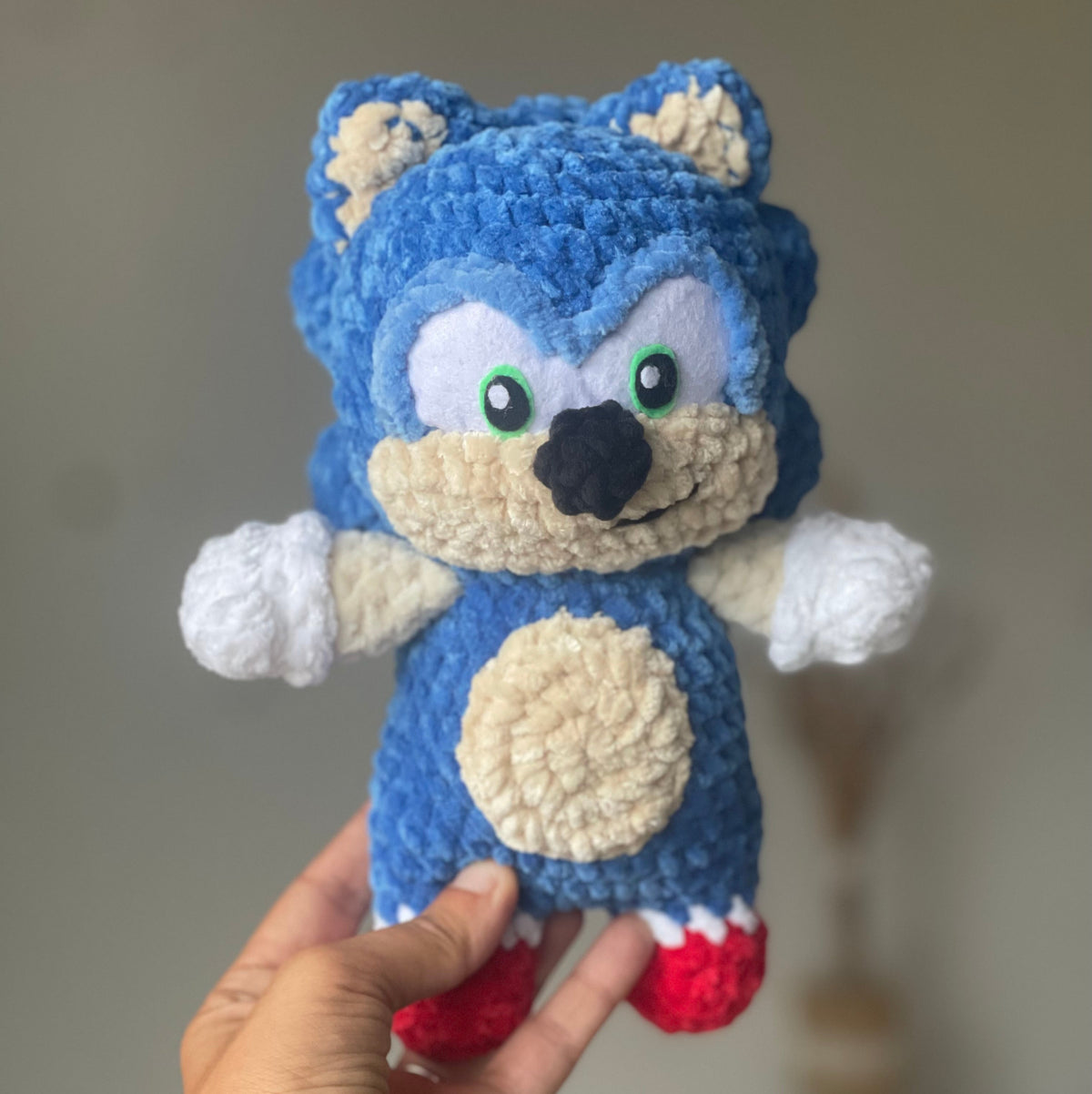 Peluche unique Sonic fait main au crochet 
